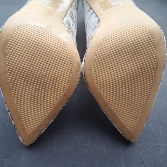 Call It Spring Womens 7.5 VEGAN Faux Pebbled Leather Floral Pointed Toe Heels - Picture 10 of 15